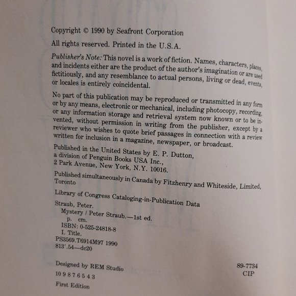 Hardcover Book "Mystery" by Peter Straub - Picture 6 of 6